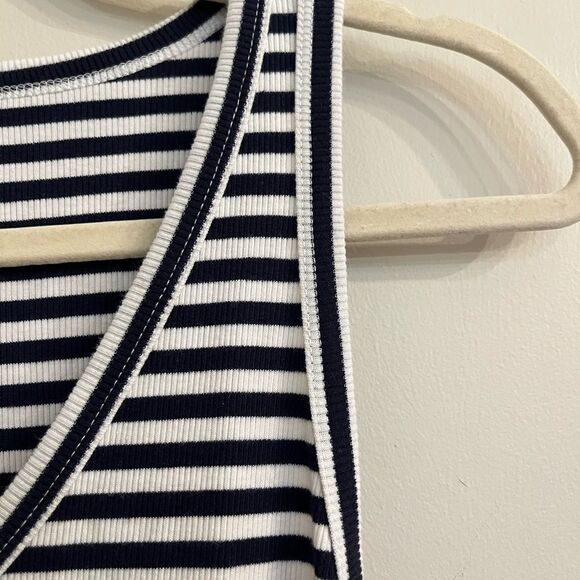 A New Day Navy and White Sleeveless V-Neck Bodycon Maxi Dress - Picture 5 of 9